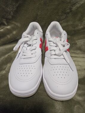 New Balance White Sneakers with Pink Accent